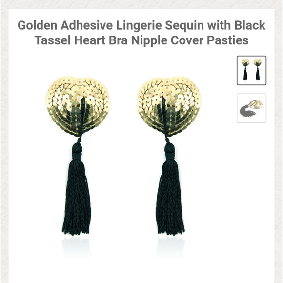 NEW Golden Adhesive Lingerie Sequin w Tassels - Picture 3 of 7